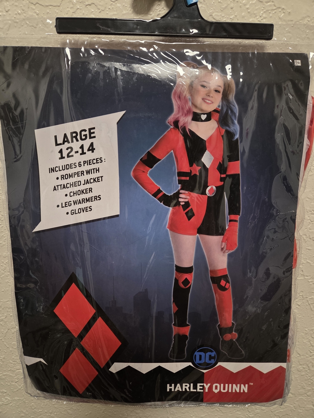 DC Harley Quinn Girls Red and Black Romper Costume
